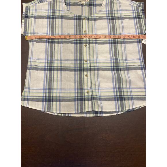 NWT Canyon Guide Outfitters 100% Cotton Button Front Plaid Top (L) Hiking Gorp - Picture 7 of 8
